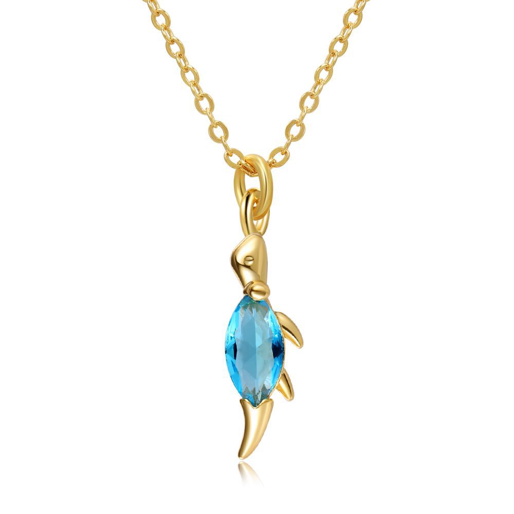 18K Gold Plated Dinosaur Zircon Pendant Necklace