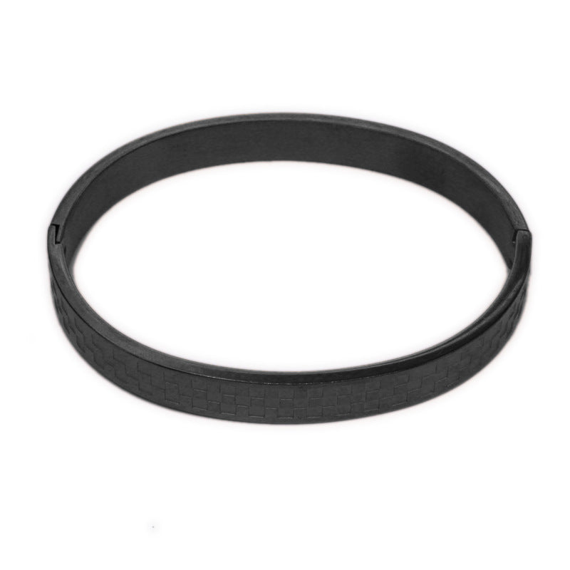 Fashion Stainless Steel Plaid Couple Bracelet with Egg-Shaped Buckle