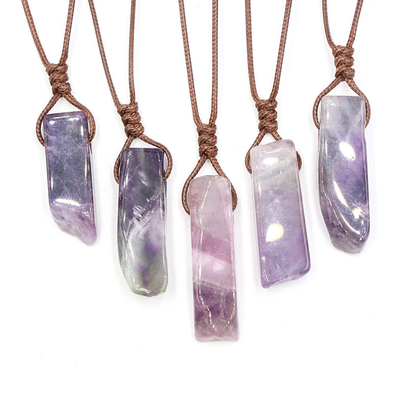 Amethyst and Red Agate Irregular Gemstone Pendant Necklace