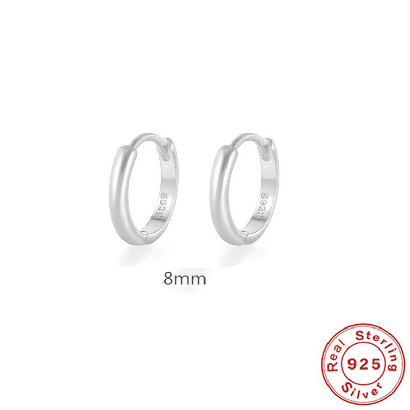 S925 Sterling Silver Minimalist Geometric Ear Clip Hoop Earrings