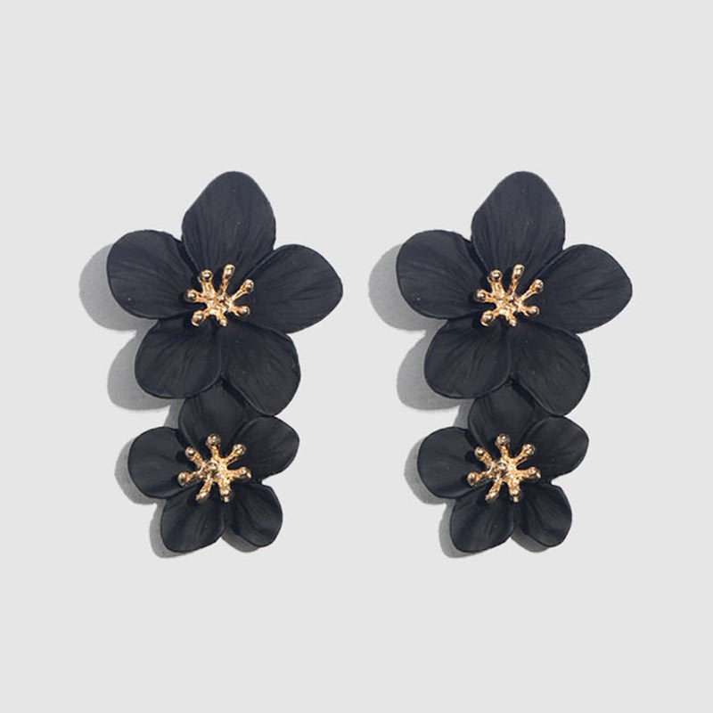 Women's Bohemian Floral Double Layer Drop Earrings NHLN148250