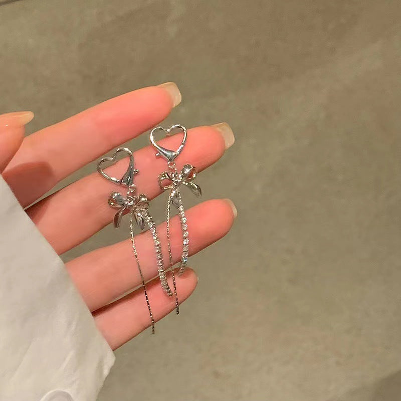 Elegant Bow Knot Shell & Rhinestone Flower Butterfly Women's Earrings - 1 Pair