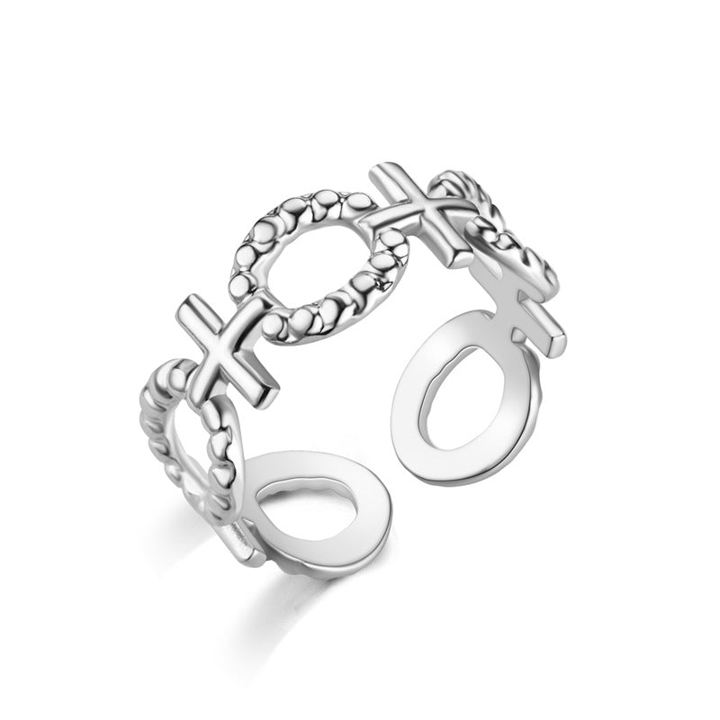 Fashion Vintage Heart Snake Titanium Steel Open Ring for Couples
