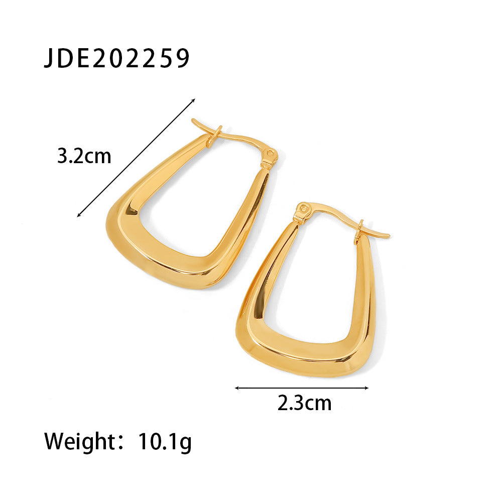 Geometric Stainless Steel 18k Gold Plated Hoop Earrings