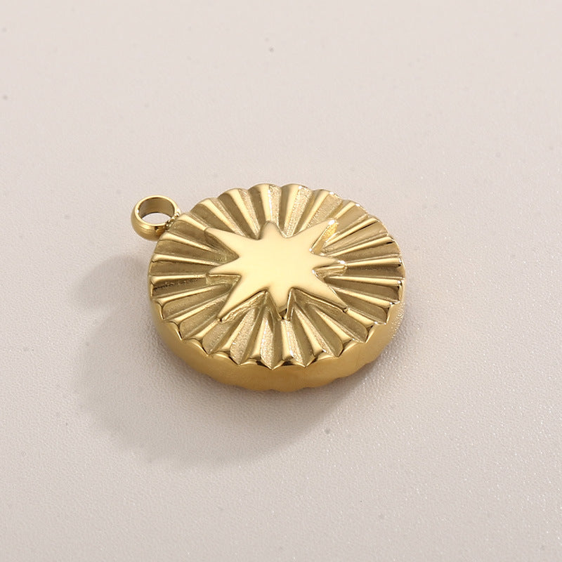 "Geometric Round Stainless Steel Star Jewelry Set - Necklace, Earrings, Bracelet, and Pendant Accessories"