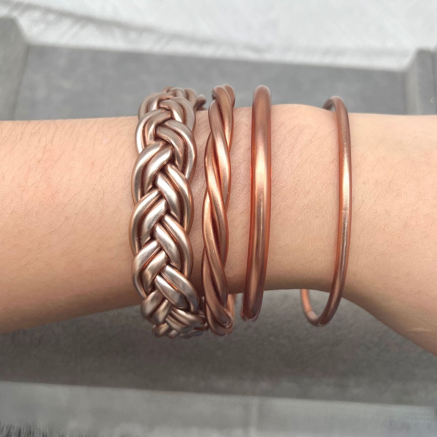 Simple Style Solid Color Plastic Braid Jelly Bangle Set