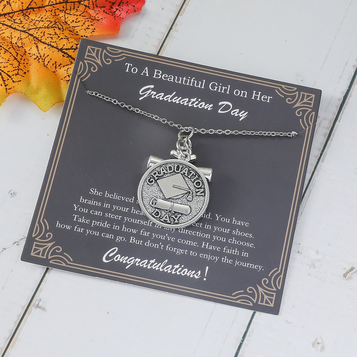 Graduation Cap Alloy Pendant Necklace for Unisex 2023