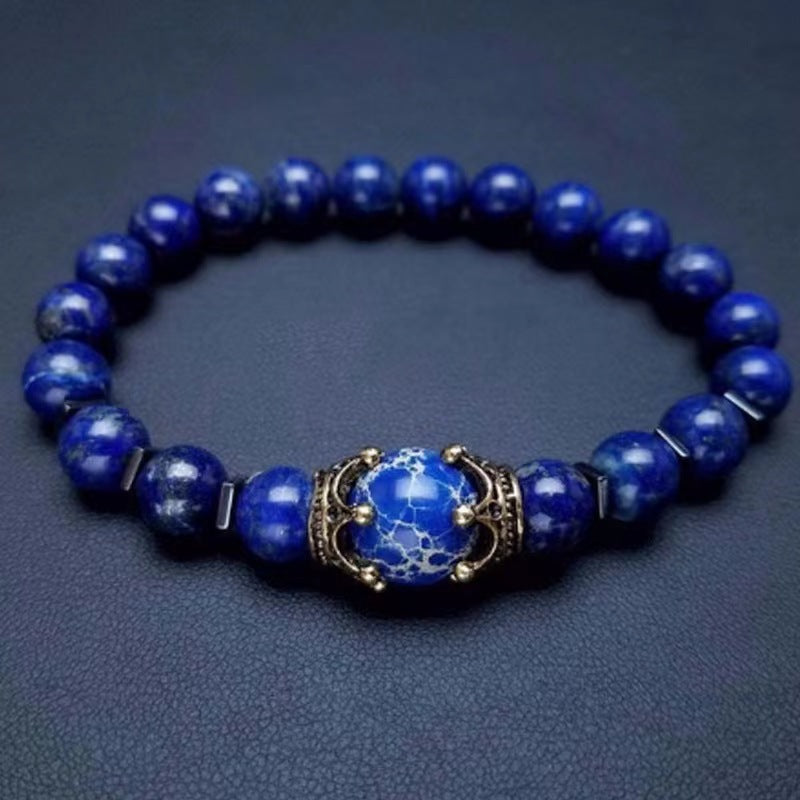 Retro Crown Alloy Tiger Eye Beaded Bracelet
