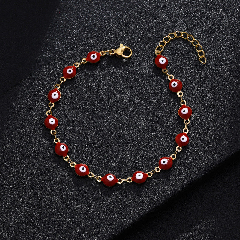 Fashion Eye Titanium Steel Enamel Beaded Bracelet for Women