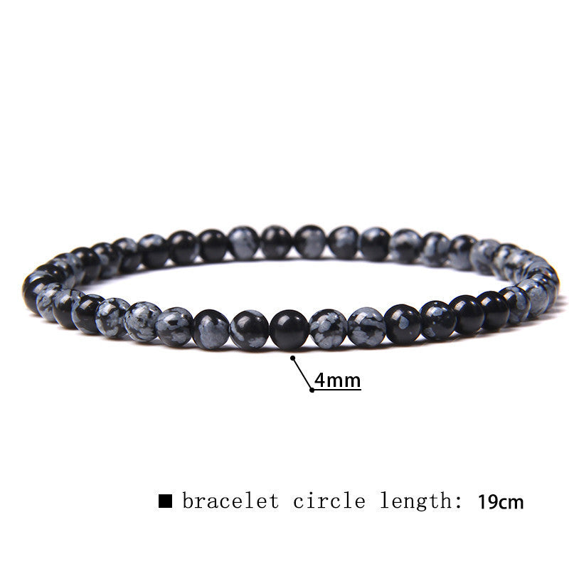 Minimalist Natural Stone Beaded Bracelet - 4mm Gemstone Jewelry for Women