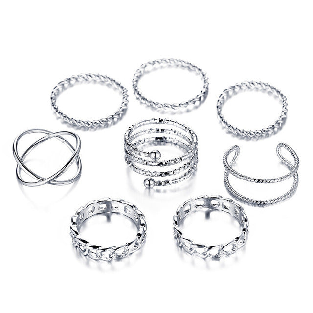 Creative Simple Stacking 7-Piece Ring Combination Set