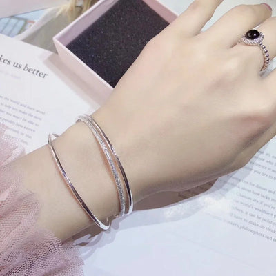 Wholesale Minimalist Solid Color Alloy and Sterling Silver Bangle Bracelet