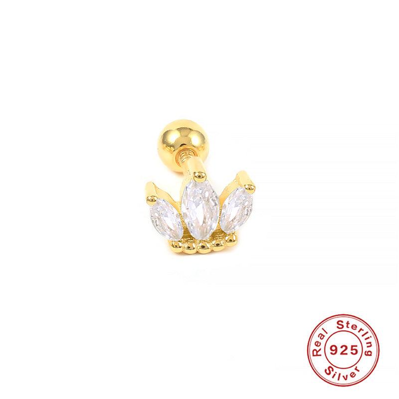 Sterling Silver Zircon Inlay Stud Earrings for Women