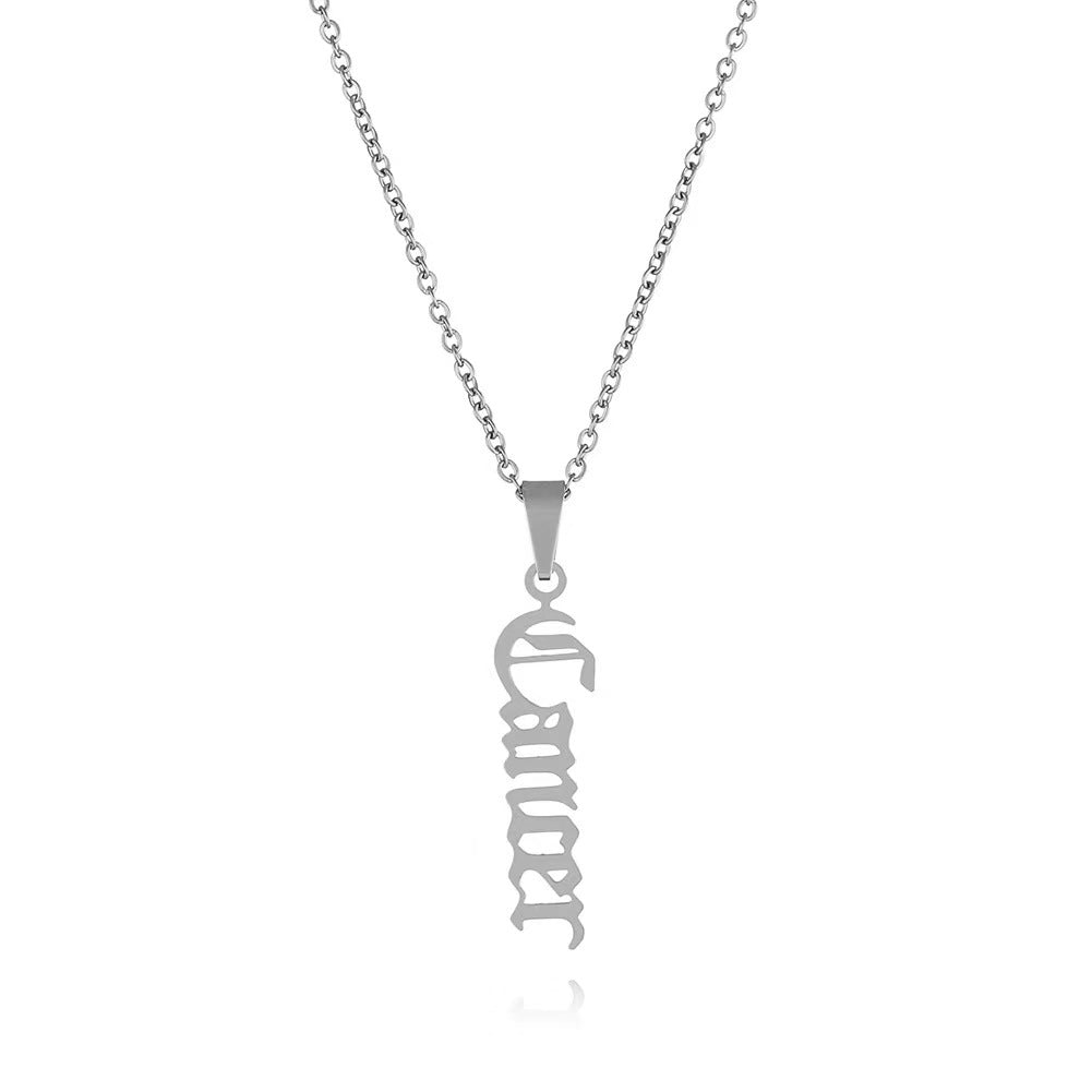 Zodiac Sign Stainless Steel Pendant Necklace