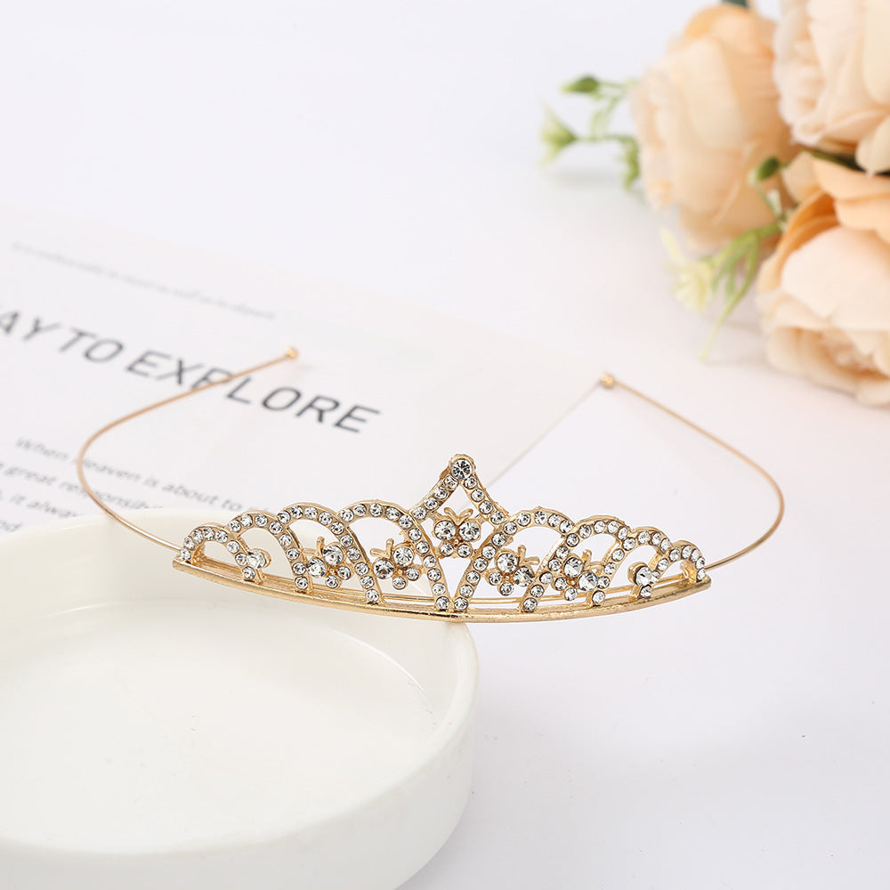 Fashion Bridal Rhinestone Crown Headpiece - Alloy Plating Princess Tiara for Weddings and Cake Decorations