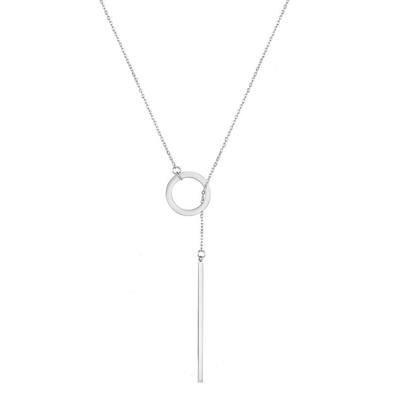 Stainless Steel Geometric Circle Short Necklace for Women