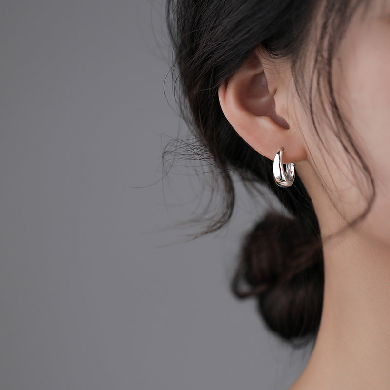 1 Pair Minimalist Sterling Silver Plated Hoop Earrings