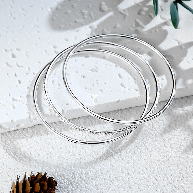 Wholesale Minimalist Solid Color Alloy and Sterling Silver Bangle Bracelet