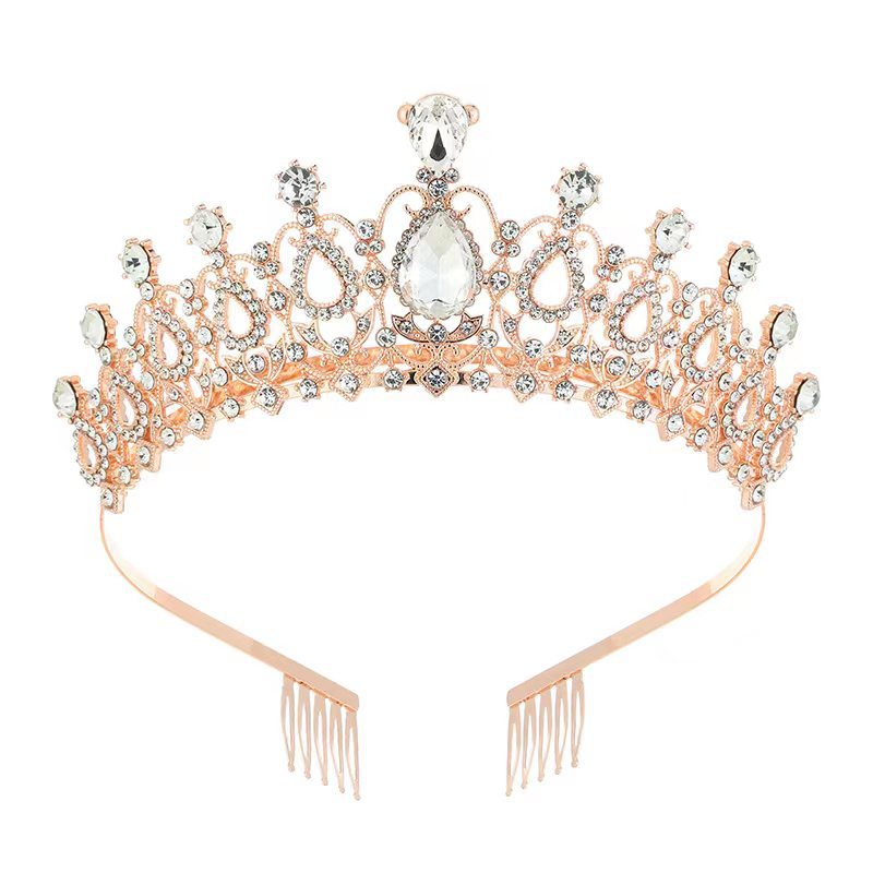 Women's Crown Tiara with Artificial Gemstones - Bridal Hair Accessory for Weddings and Parties