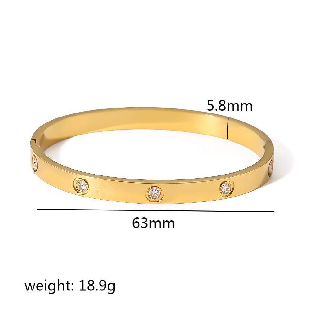 18K Gold Plated Stainless Steel Zircon Star Bangle Bracelet