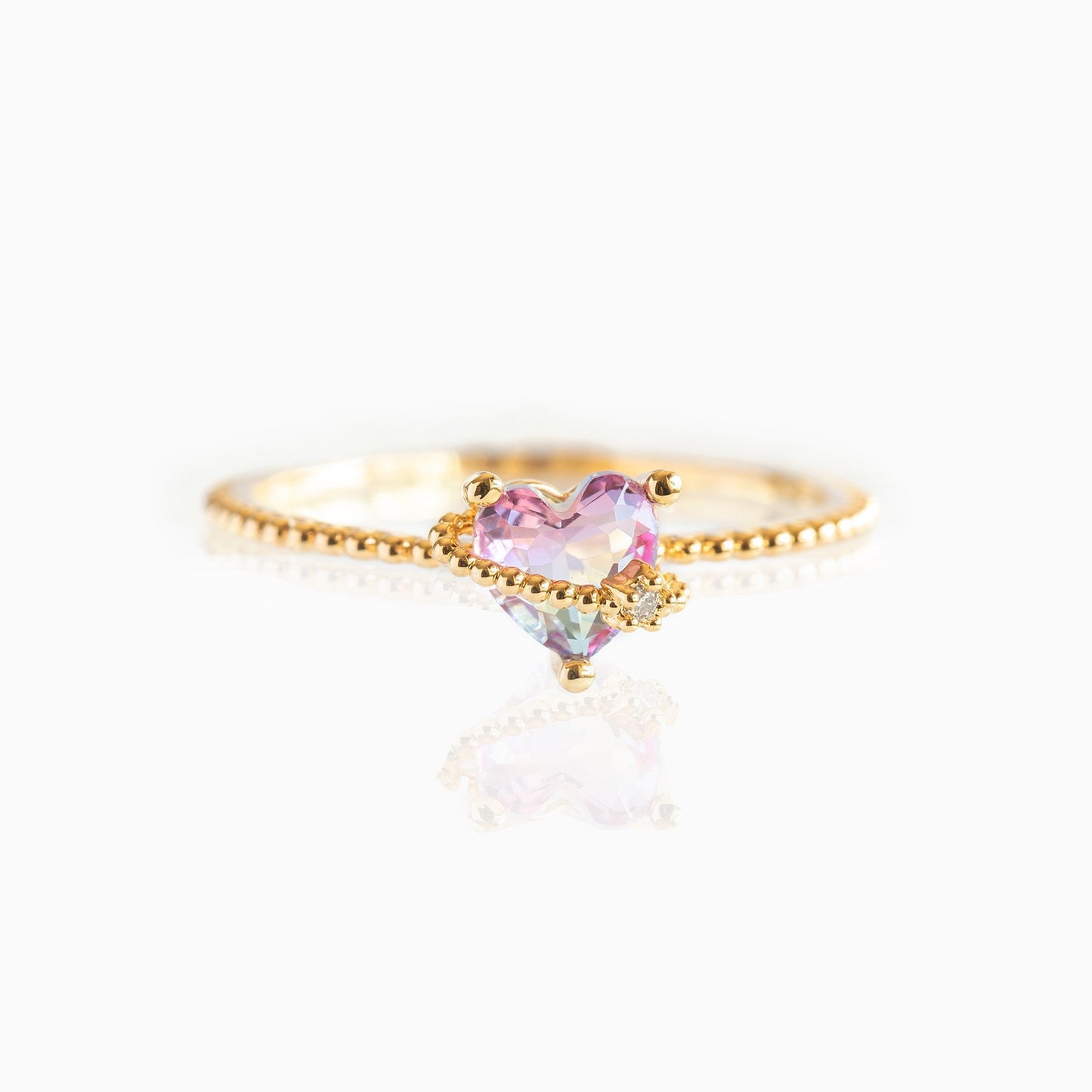 18K Gold Plated Bear and Heart Zircon Ring - Fashionable Minimalist Jewelry