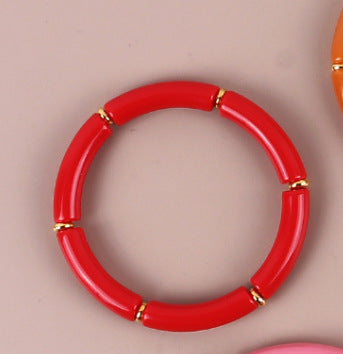 Colorful Acrylic Resin Beaded Cuff Bracelet