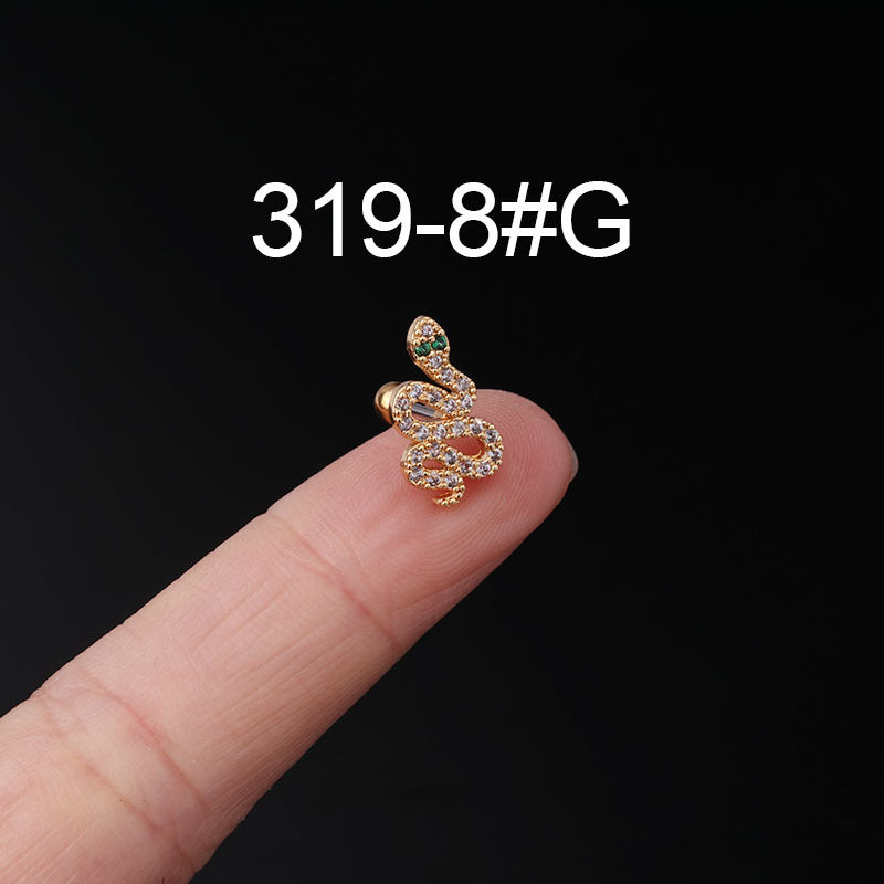 Fashion Zircon Copper and Stainless Steel Ear Studs