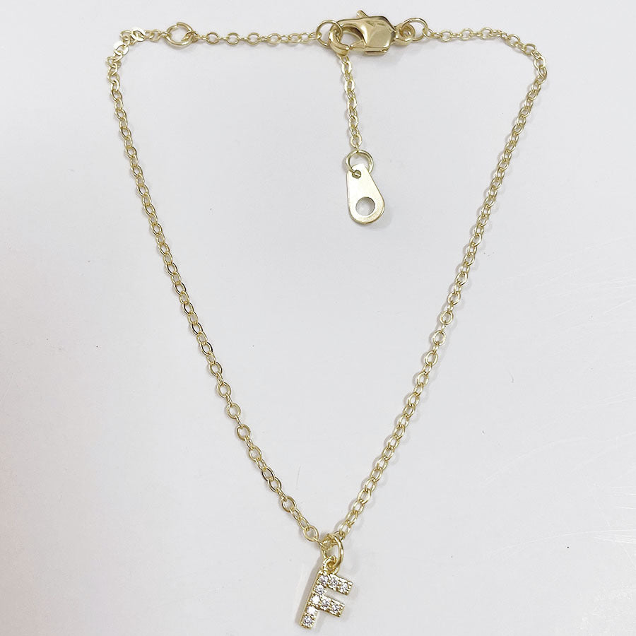 Elegant Initial Zircon Inlay 14k Gold Plated Copper Bracelets for Women