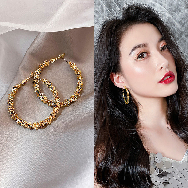 Retro Geometric Alloy Plated Earrings with 925 Silver Needle