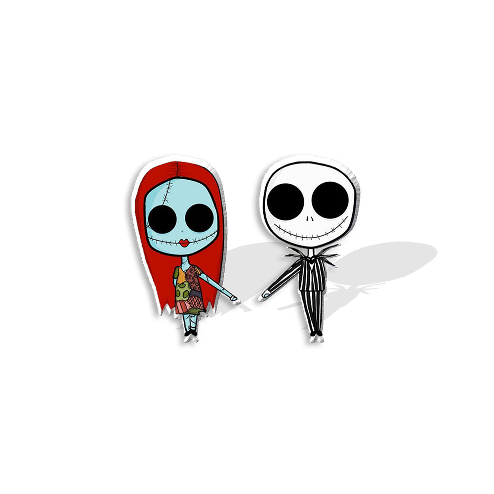 Cartoon Character Acrylic Asymmetric Earrings - Jack Skellington Design