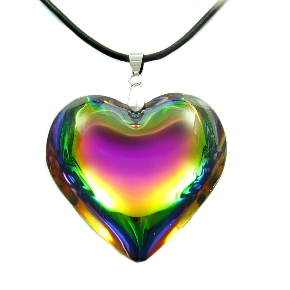 Simple Heart-Shaped Glass Pendant Necklace for Women