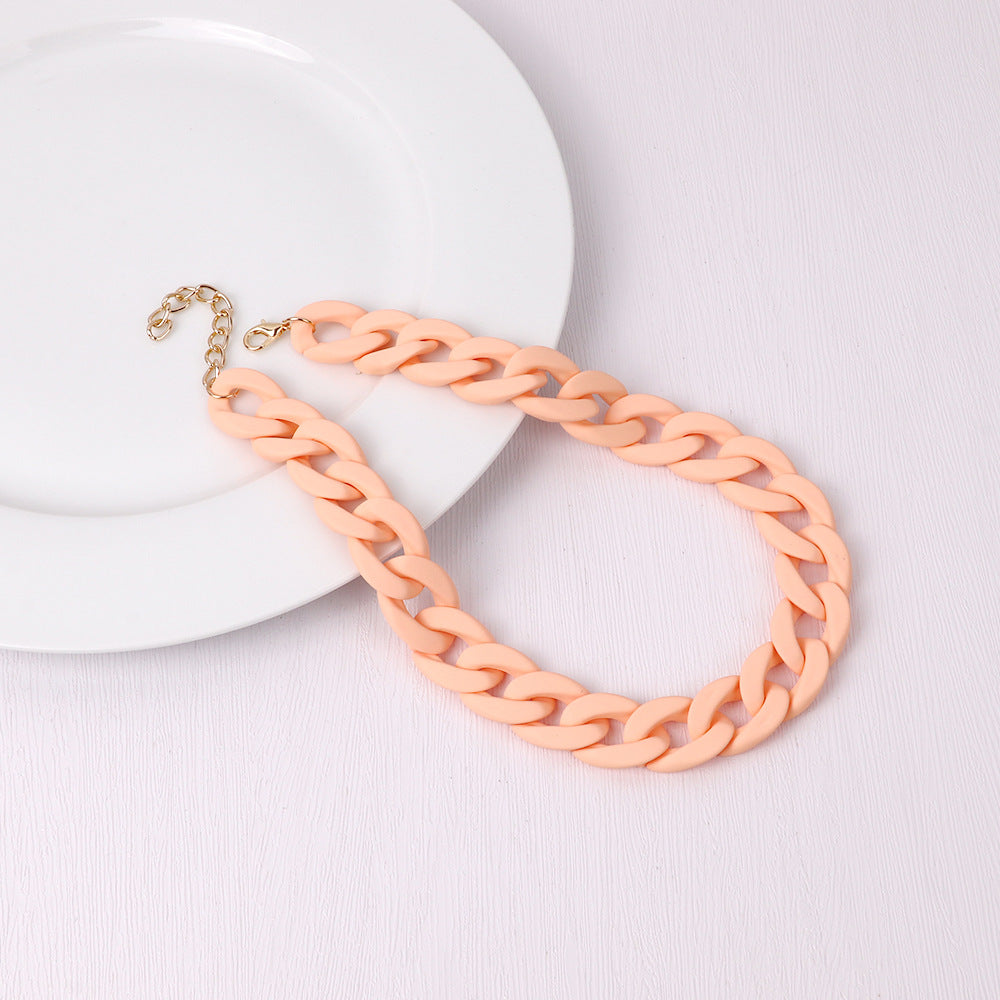 Fashion Acrylic Patchwork Rainbow Chain Necklace for Women