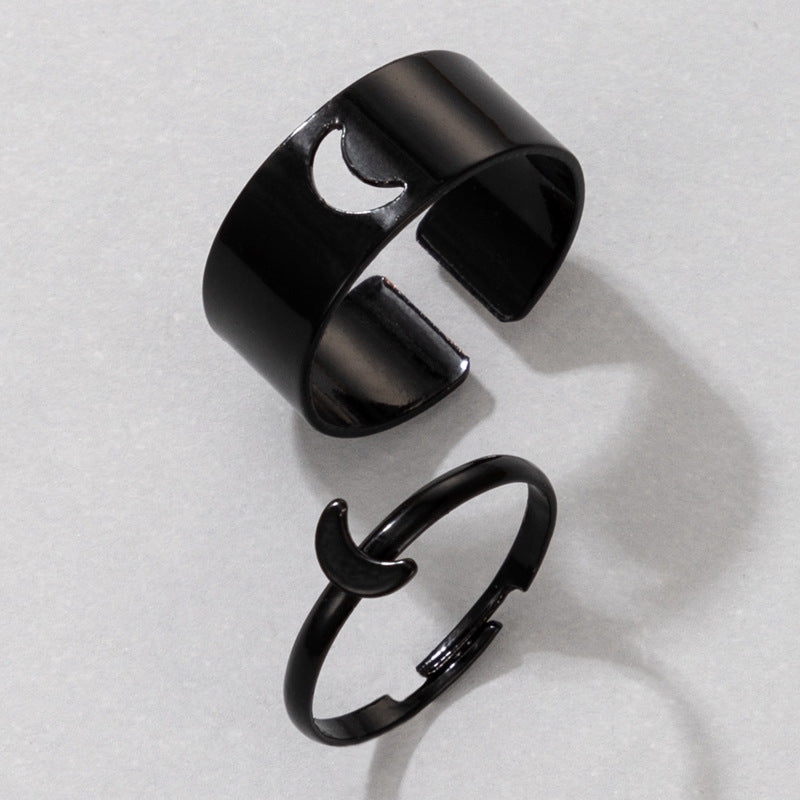 Simple Heart & Butterfly Adjustable Ring Set - Creative Hollow Punk Style Couple Rings