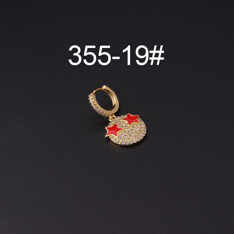 Gold Plated Geometric Zircon Star Drop Earrings