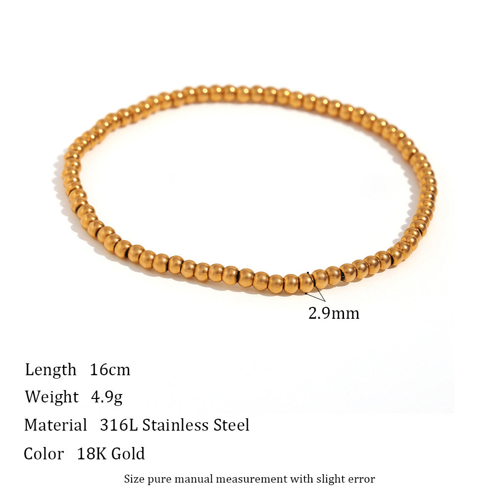 Fashion Minimalist 18k Gold Plated Stainless Steel Beaded Bracelet