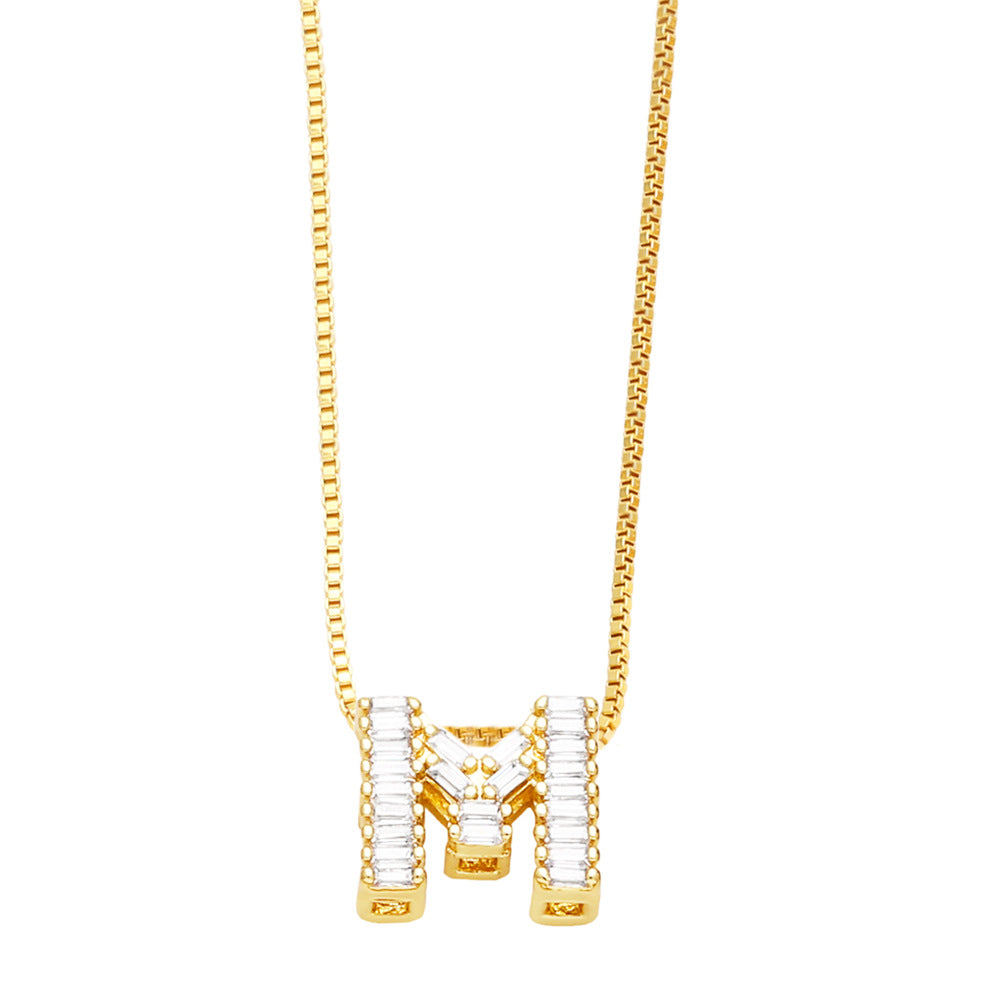 18K Gold Plated Zircon Letter Pendant Necklace