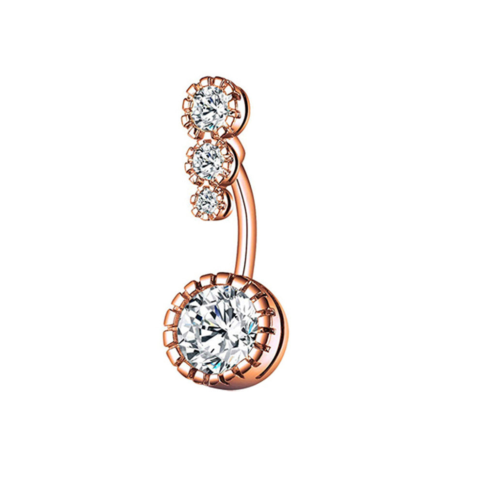 Fashion Water Droplets Zircon Inlay Stainless Steel Belly Ring Set - 5 Pieces