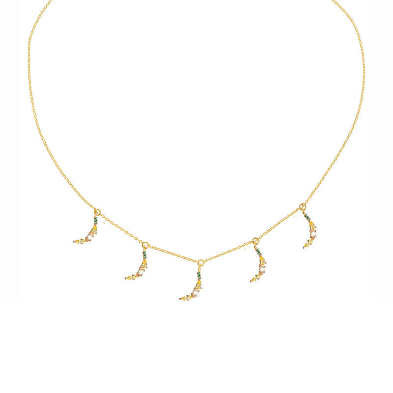 Colorful Zircon Cherry Peach Tropical Fruit Clavicle Chain Necklace