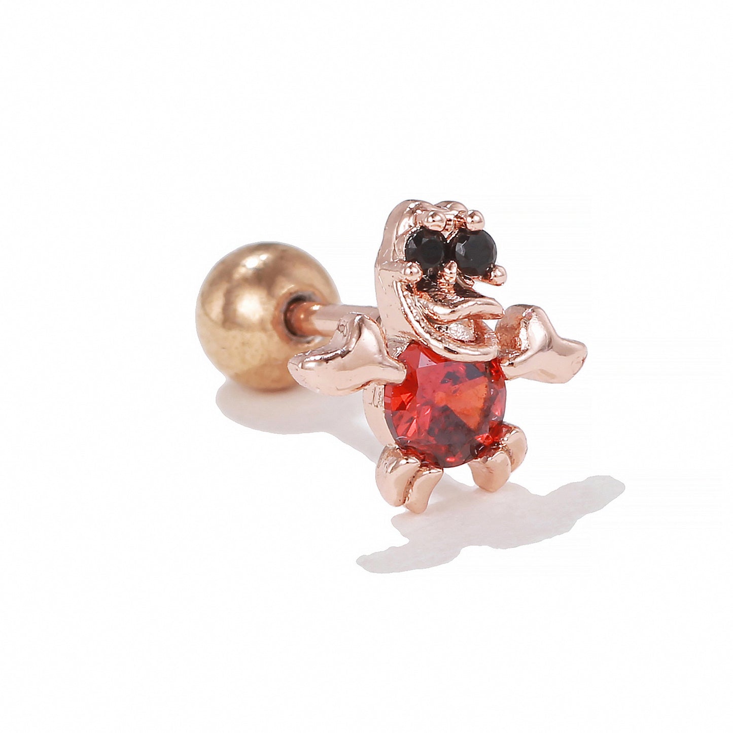 1 Piece Minimalist Brass Zircon Ear Studs with 18K Gold and White Gold Plating