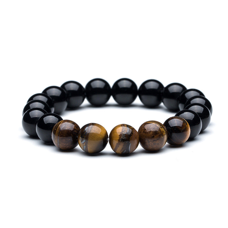 10mm Turquoise & Tiger Eye Beaded Elastic Bracelet
