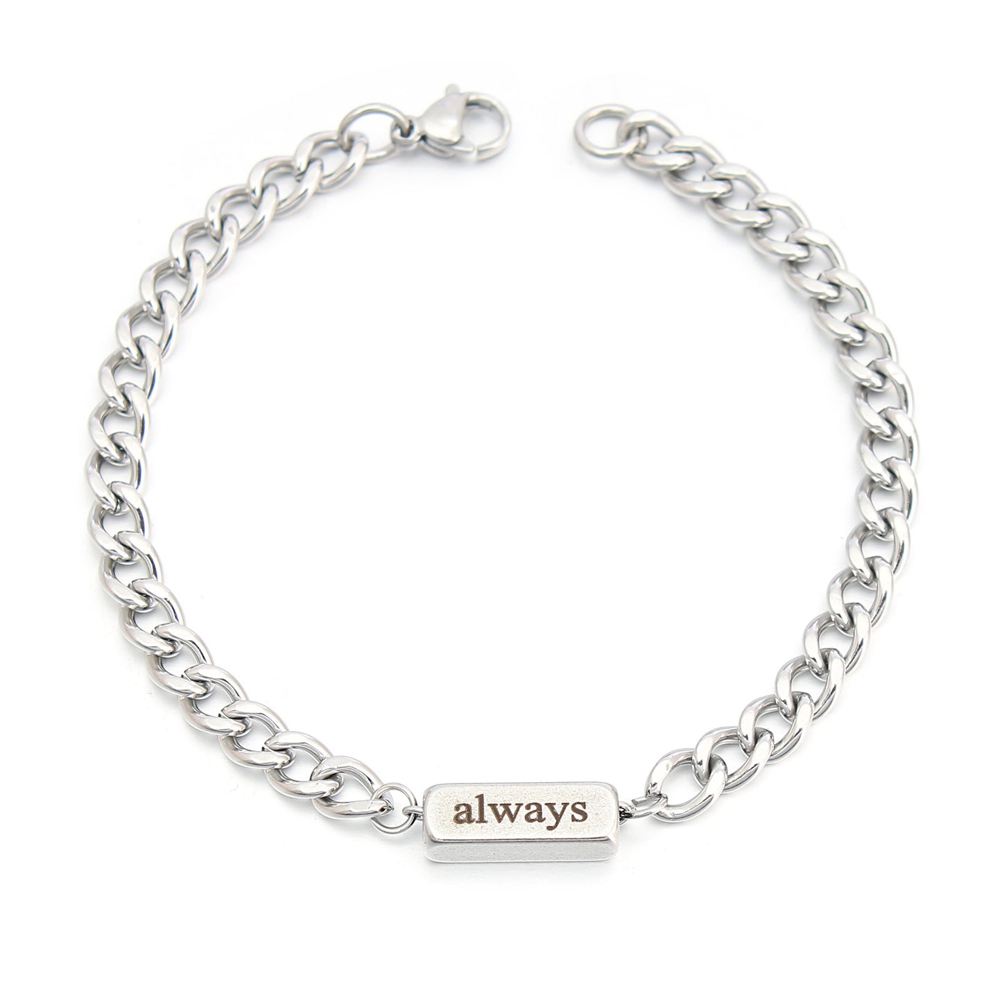 Casual Style Stainless Steel Lettering Couple Bracelets - Men's and Women's Jewelry, DIY Customizable