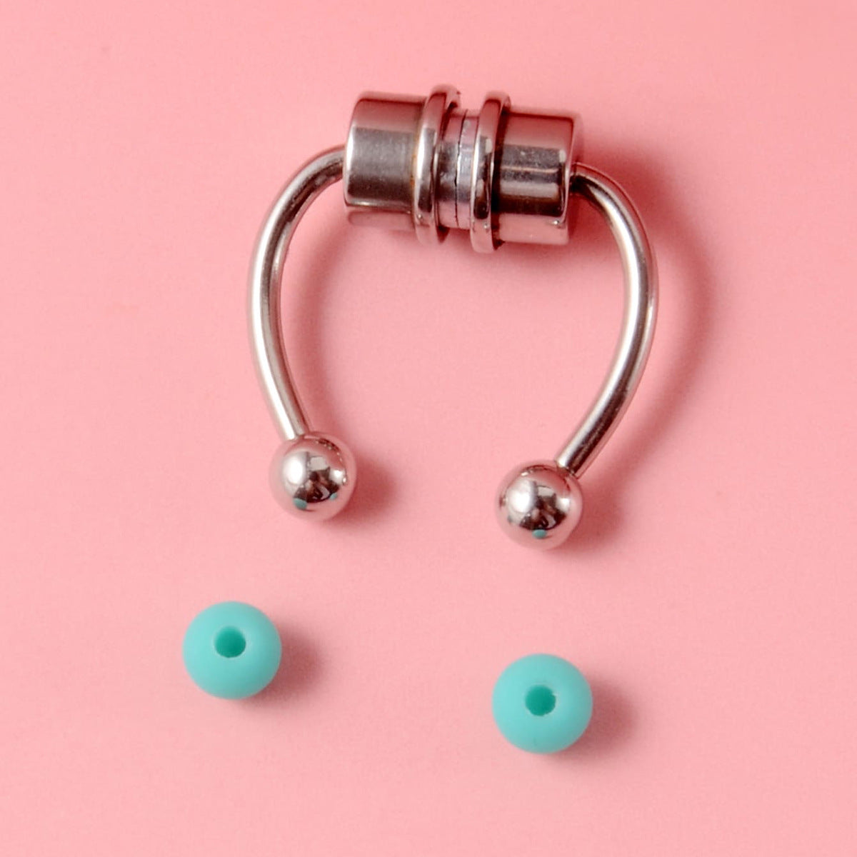 Fashion Titanium Steel Magnetic Nose Ring with Chain and Stud Design