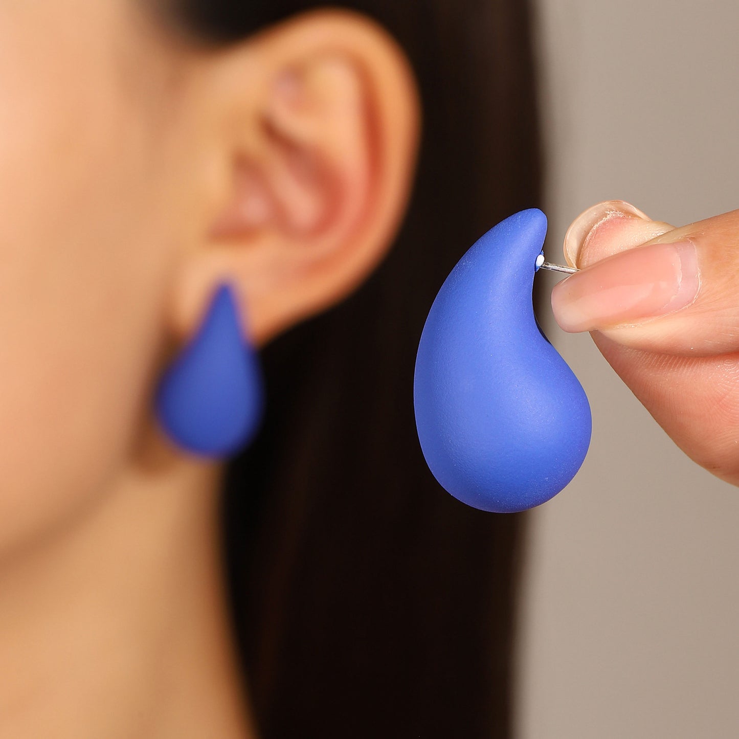 Vintage Water Droplet 14K Gold Plated Silver Stud Earrings