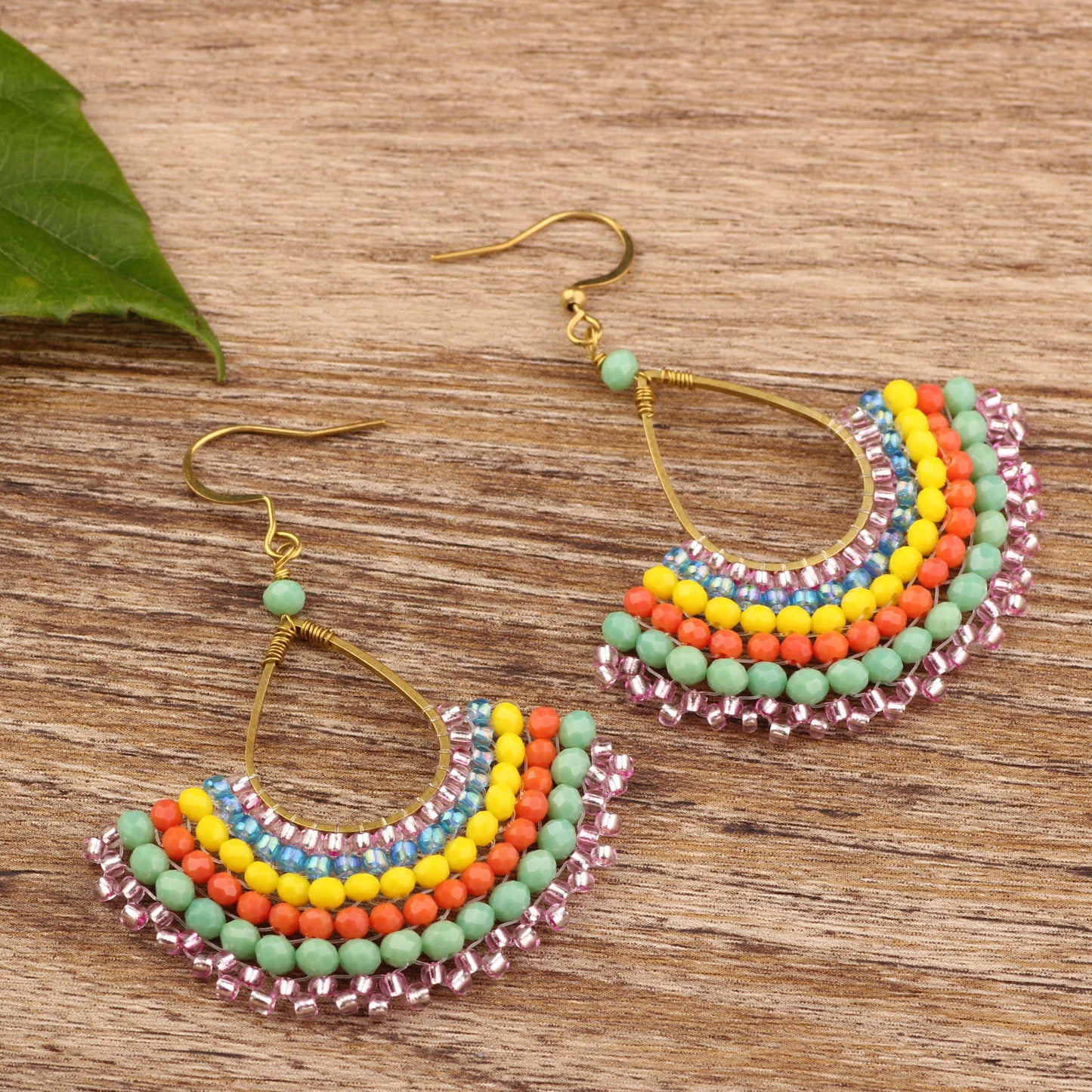 Bohemian Shell Tassel Mesh Earrings with Synthetic Gemstones