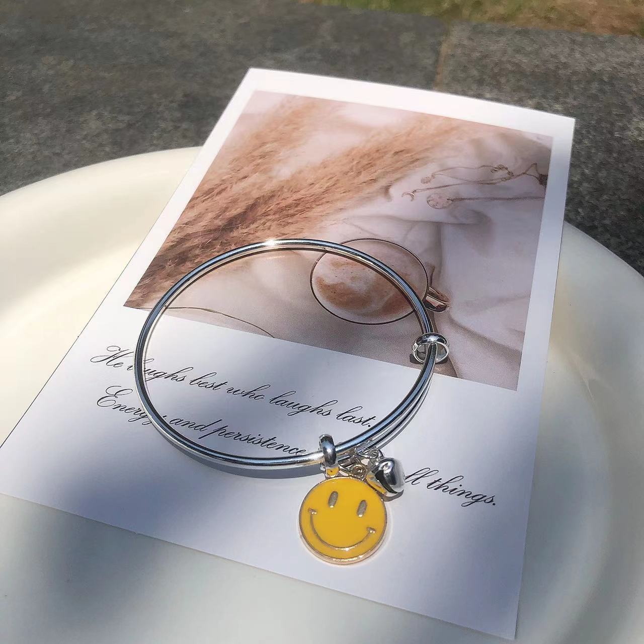 Sweet Cartoon Character Alloy Bangle Bracelet with Bell Charm