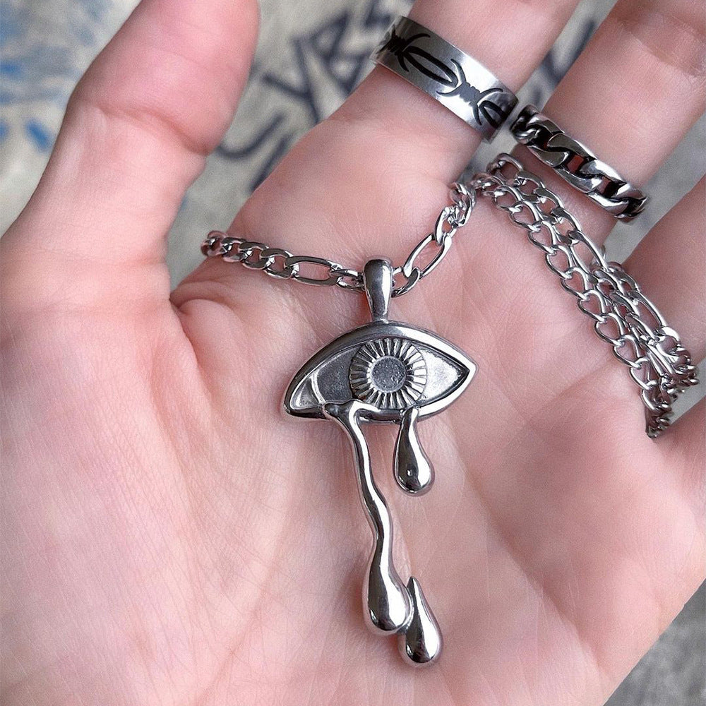 Creative Retro Hip-hop Daisy Butterfly Smiley Face Sun Pendant Necklace