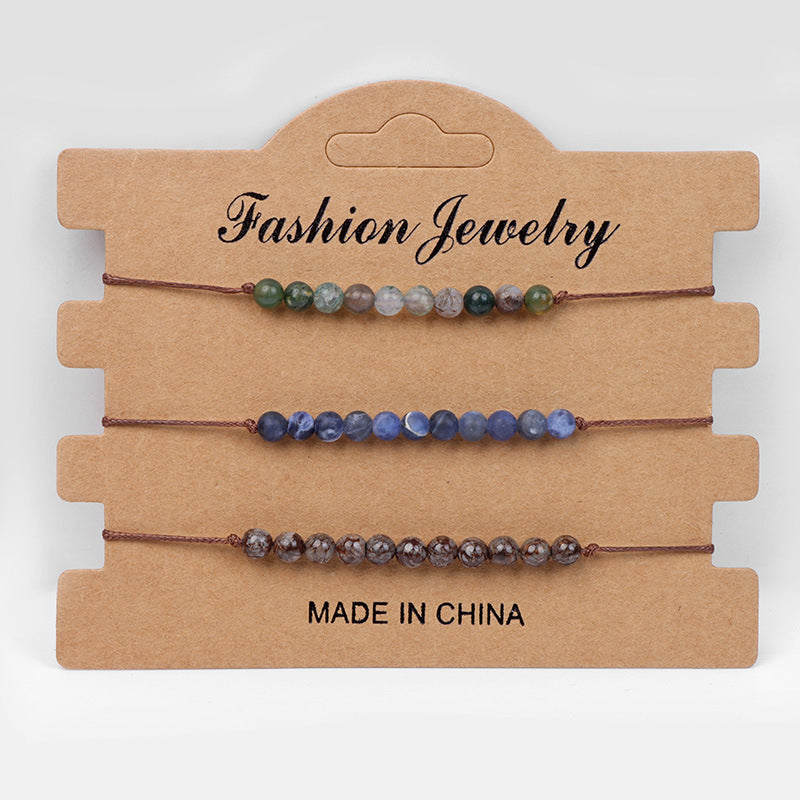 Fashion Irregular Gravel Agate Beaded Bracelet Set - 3 Pieces