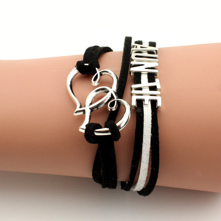 Fashion Multi-Element Leaf Heart Butterfly Owl Braided Women's Bracelet