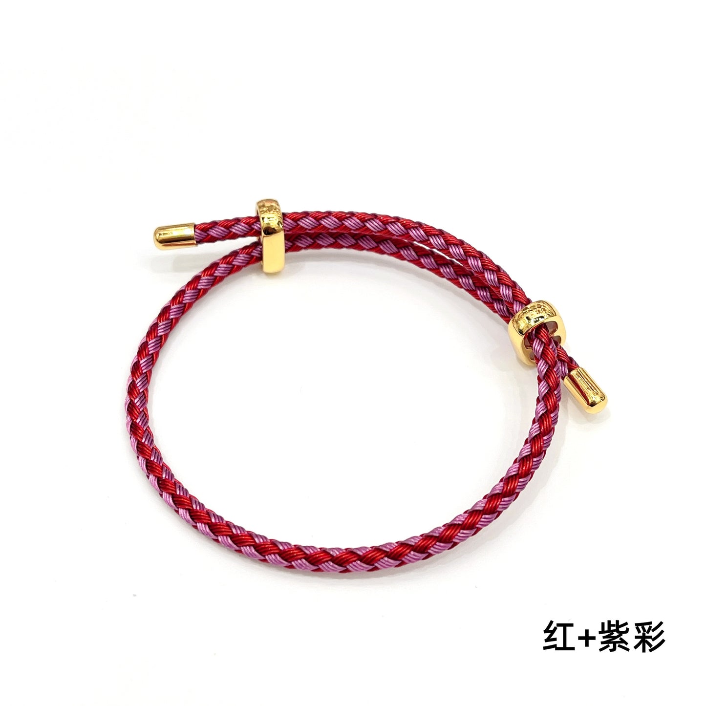 Adjustable Unisex Round Rope Bracelet with Steel Wire and Red String Charm