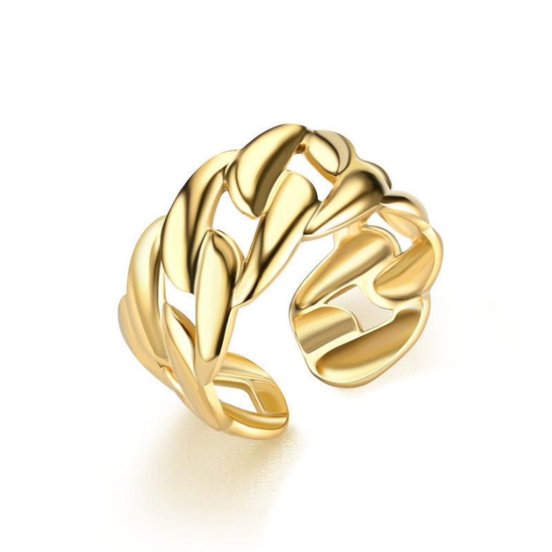 Fashion Vintage Heart Snake Titanium Steel Open Ring for Couples